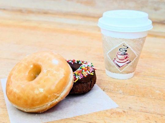 Glaze and sprinkle chocolate cake donuts!