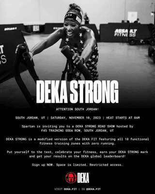 DEKA STRONG on November 18th, 2023 hosted at F45 Training SoDa Row! Register to compete as an individual or paired teams!