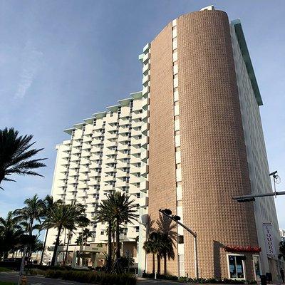 Triton Tower Miami Beach. Impressive Art Deco Geo cantilever balconies and moasaic tower. Image by Paul Szabo