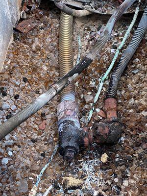 The corroded/rusted gas lines