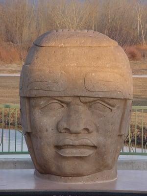 Replica of Colossal Olmec Head "San Lorenzo #8" located at England Plaza Olmeca.