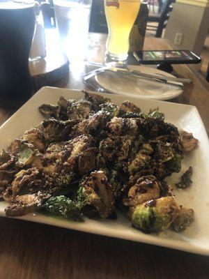 Appetizer- roasted Brussels with Parmesan