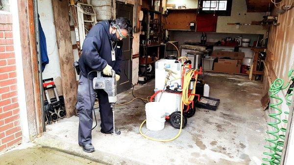 Treating a Garage for Termites.