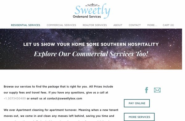 Website designed for Sweetly On Demand services in 2015, Laramie, WY