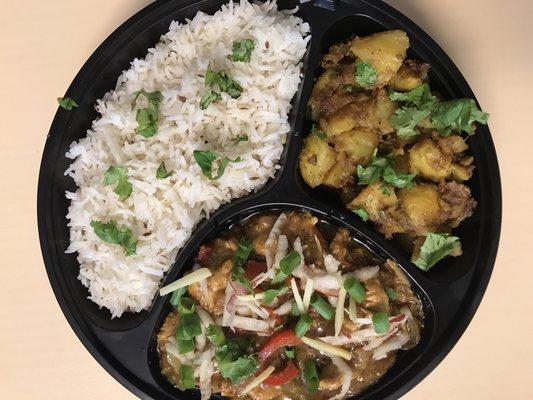 Non Veg Meal -  Apple Chicken, Khatte Meethe Aloo and Jeena Basmati Rice