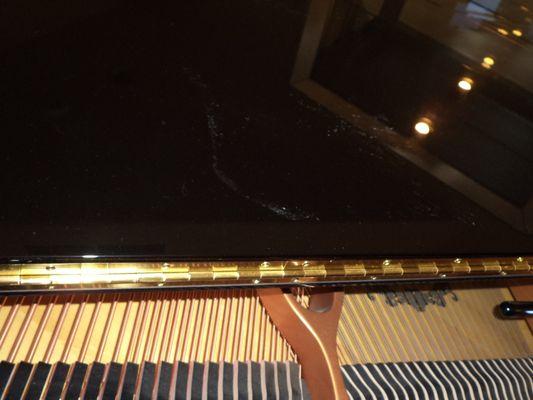 Piano damage because there was not padding between the cover and music holder.