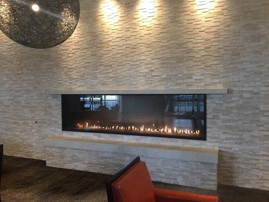 Montigo custom fireplace in hotel lobby