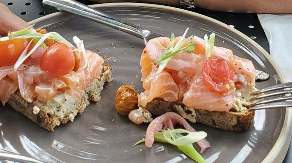 Yummy smoked salmon toast