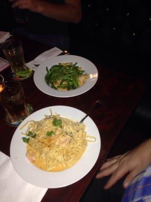 Pasta and green beans with tofu. I asked that they not deep fry the tofu.