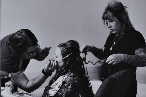 Here they are making me a beautiful bride! Thanks for the hair Savannah! Thanks for the makeup Madison!