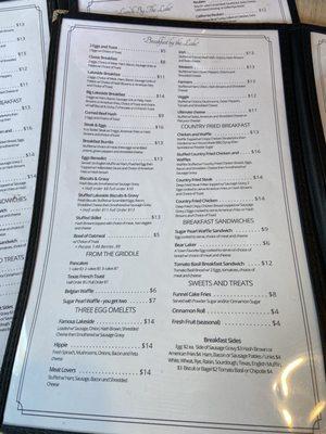 Breakfast menu