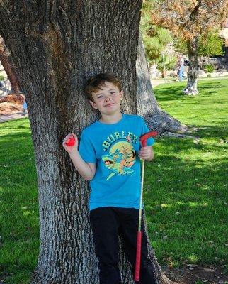 Grandson enjoying Mini- Golf