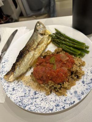 Fresh trout dinner thanks to Estes Anglers.