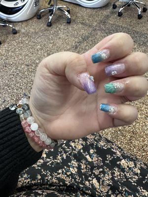 Mermaid/Beach Inspired Nails By bling Bling Nail Salon