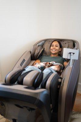 Zero gravity massage chair - located in our Biohacking Lounge