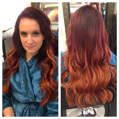 Ombré extensions and color by Ashley Rhodes