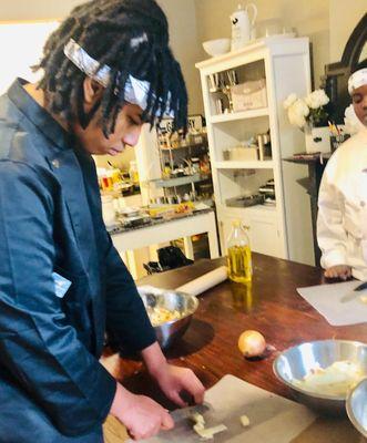 Jeremy in Chef Toni's kitchen