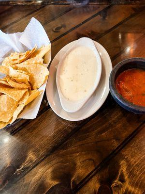 Cheese dip and salsa