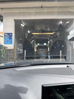 Entering the car wash.