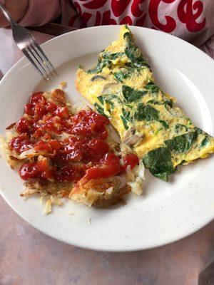 Spinach and mushroom omelet