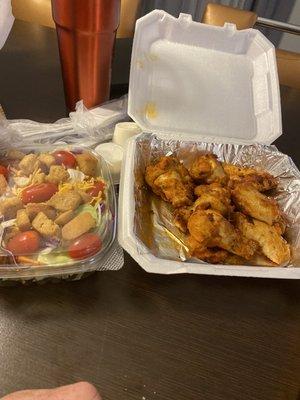 Wings and a salad.