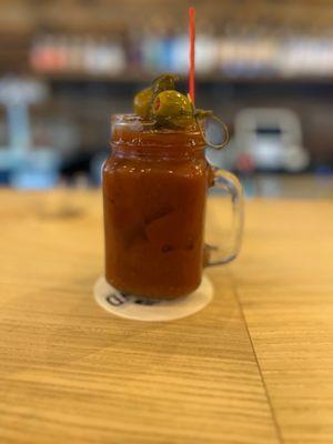 My Bloody Mary made with "pickle moonshine"