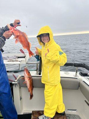 Little guy with double chili pepper rock fish.