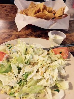 Side salad and chips and salsa!!