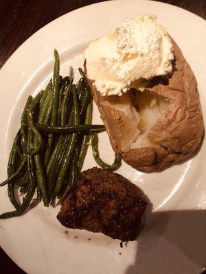 4 oz. Filet Mignon, Garlic Green Beans and Baked Potato