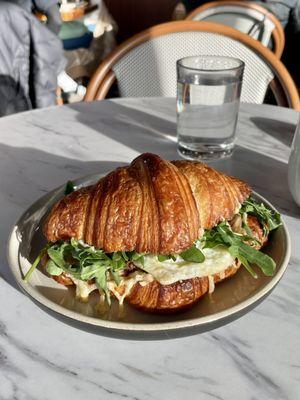 Build your own Breakfast Sandwich (duck confit, arugula, Gruyère and egg over medium).