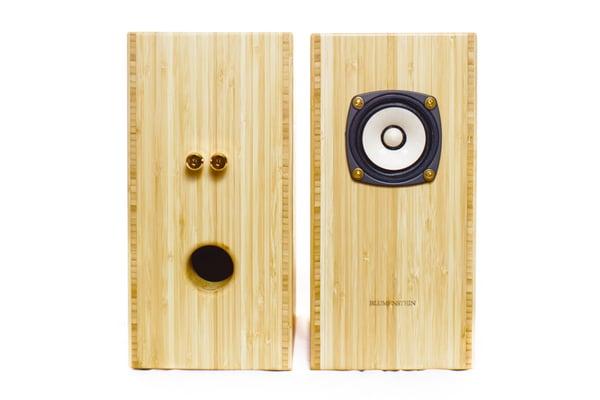 Natural bamboo Orca Fullrange speaker. Photo copyright Tyler Miles Ray.