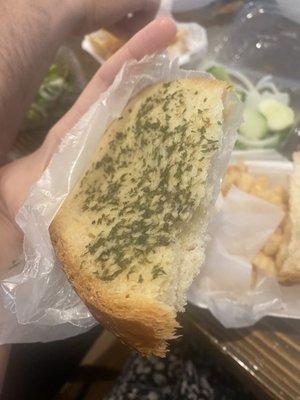 Inedible garlic bread