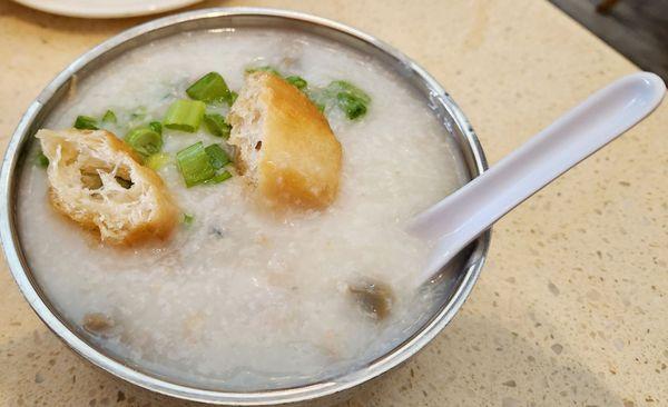 Pork and preserved egg congee.  I always have to get this!