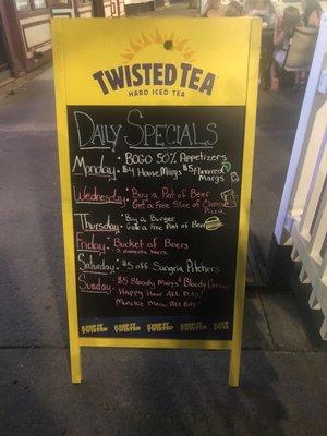 Daily Specials Menu