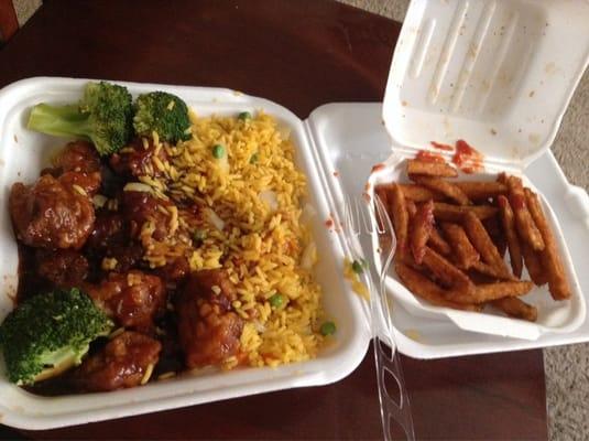 General tso chicken & seasoned fries.