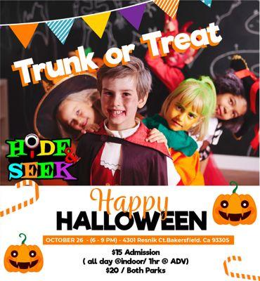 Join us this Halloween for a spooktacular edition of hide and seek. Dress up in your favorite costume and navigate through our haunted maze