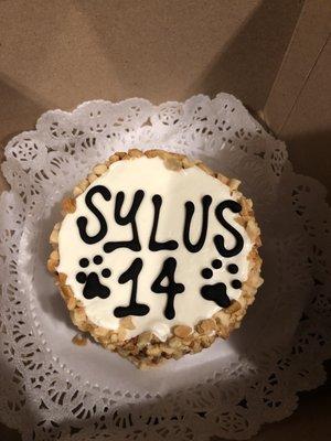 3 inch peanut butter cake! My dog loved it so much!