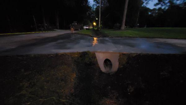 Installed culvert and replaced broken driveway in Quail Hollow,Wesley Chapel !!