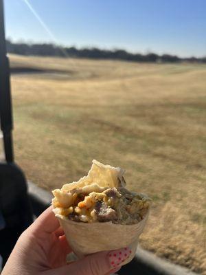 Sausage breakfast burrito