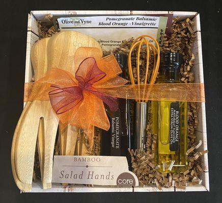 Salad dressing kits for a variety of vinaigrettes can include servers, tools and recipes!