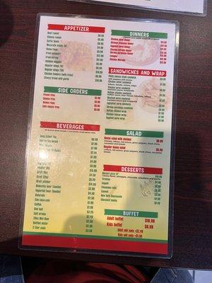 Menu back