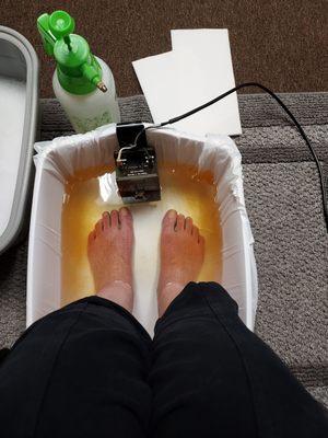 Getting an ionic foot cleanse yet again.