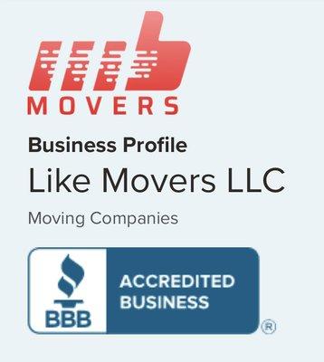 Like Movers is BBB accredited business