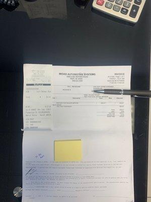 Copy of the refund invoice that Midas retracted after promising me I'd be refunded.