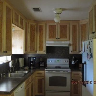 Maple & Karrilean Birch burl panels & laminate counter-tops and backer