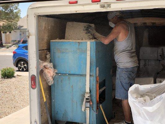 Will loading the GreenFiber insulation into the hopper