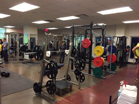 Weight Lifting Area - not pictured are the two flat bench presses, four benches and two inclined benches