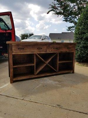 Rustic Credenza with Hidden Compartment and a Wireless Lock.