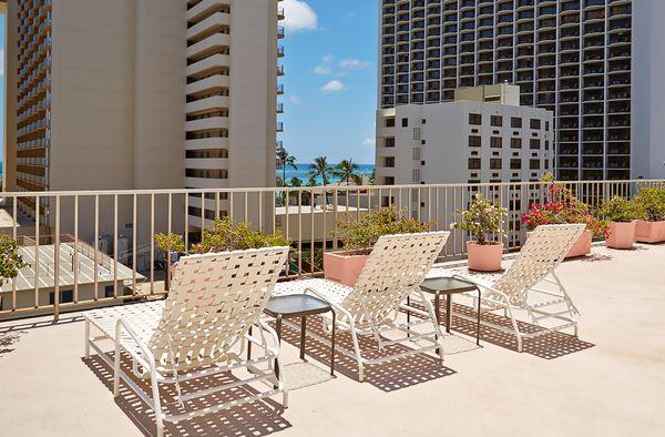 Roof top sundeck at Ewa Hotel.