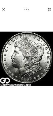 This is 1887 silver Morgan Dollar.